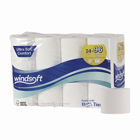 Windsoft Roll, 2 Ply, 284 Sheets, White, 24 PK 418230